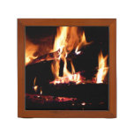 Logs in the Fireplace Warm Fire Photography Desk Organizer