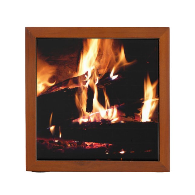 Logs in the Fireplace Warm Fire Photography Desk Organizer (Front)