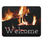 Logs in the Fireplace Warm Fire Photography Door Sign