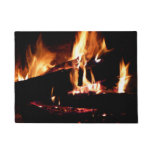 Logs in the Fireplace Warm Fire Photography Doormat