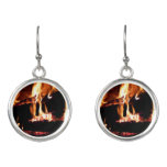 Logs in the Fireplace Warm Fire Photography Earrings