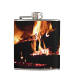 Logs in the Fireplace Warm Fire Photography Flask
