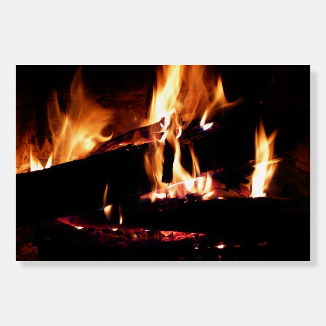 Logs in the Fireplace Warm Fire Photography Foam Board (Front)