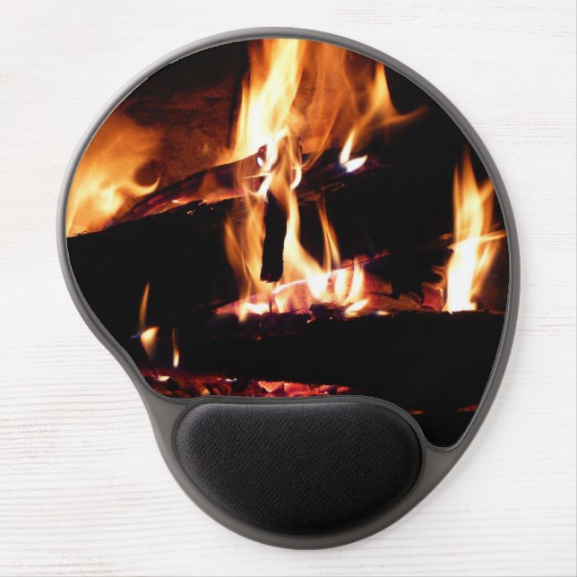 Logs in the Fireplace Warm Fire Photography Gel Mouse Pad (Front)