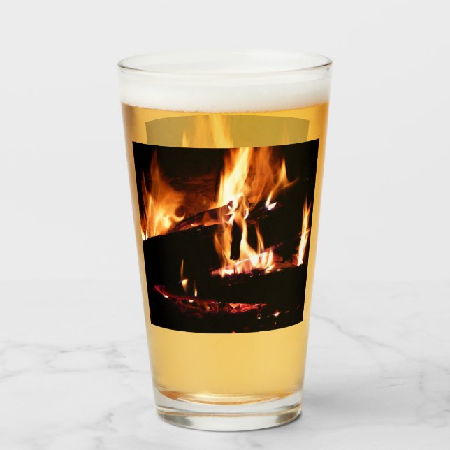 Logs in the Fireplace Warm Fire Photography Glass (Back Filled)