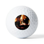 Logs in the Fireplace Warm Fire Photography Golf Balls