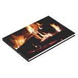 Logs in the Fireplace Warm Fire Photography Guest Book