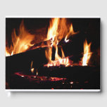 Logs in the Fireplace Warm Fire Photography Guest Book
