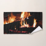 Logs in the Fireplace Warm Fire Photography Hand Towel