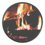 Logs in the Fireplace Warm Fire Photography Hockey Puck