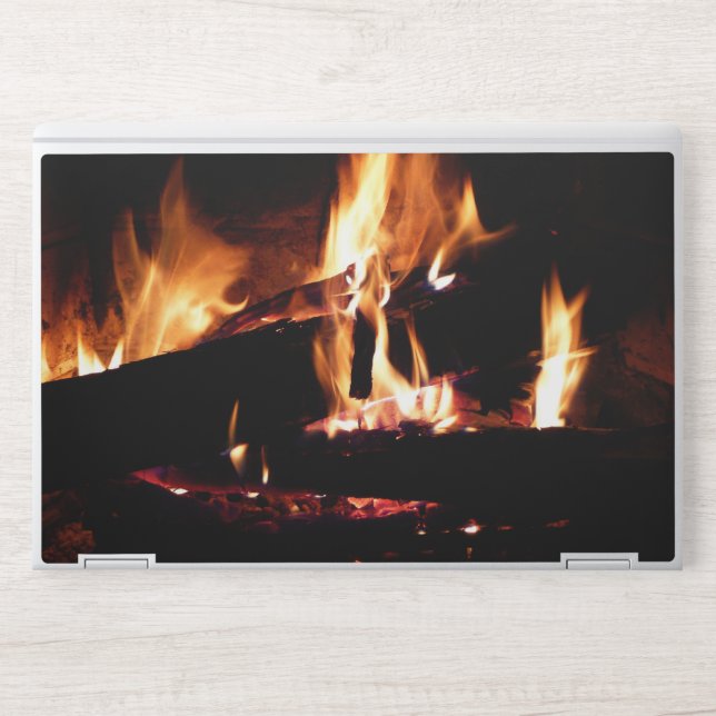 Logs in the Fireplace Warm Fire Photography HP Laptop Skin (Front)