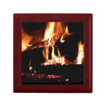 Logs in the Fireplace Warm Fire Photography Jewelry Box