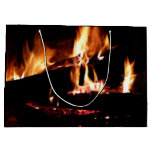 Logs in the Fireplace Warm Fire Photography Large Gift Bag