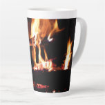 Logs in the Fireplace Warm Fire Photography Latte Mug