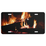 Logs in the Fireplace Warm Fire Photography License Plate