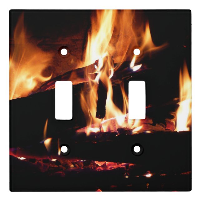 Logs in the Fireplace Warm Fire Photography Light Switch Cover (Front)