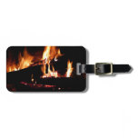 Logs in the Fireplace Warm Fire Photography Luggage Tag