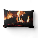Logs in the Fireplace Warm Fire Photography Lumbar Pillow