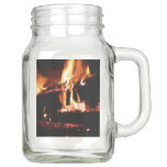 Logs in the Fireplace Warm Fire Photography Mason Jar