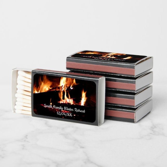Logs in the Fireplace Warm Fire Photography Matchboxes (Stacked)