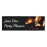 Logs in the Fireplace Warm Fire Photography Name Tag