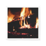 Logs in the Fireplace Warm Fire Photography Napkins