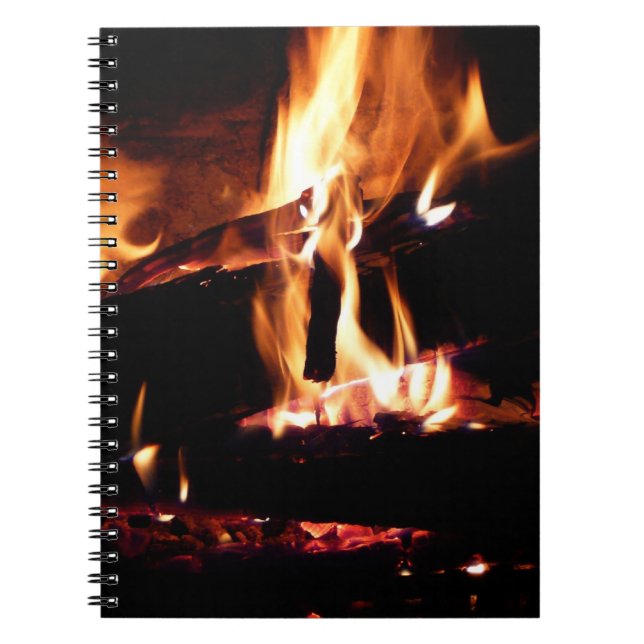 Logs in the Fireplace Warm Fire Photography Notebook (Front)