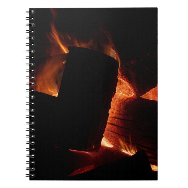 Logs in the Fireplace Warm Fire Photography Notebook (Front)
