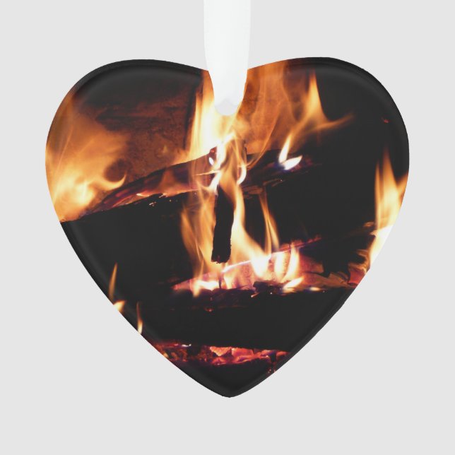 Logs in the Fireplace Warm Fire Photography Ornament (Front)