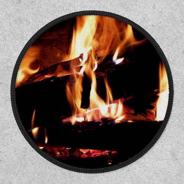 Logs in the Fireplace Warm Fire Photography Patch (Front)