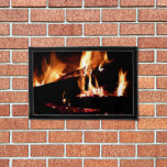 Logs in the Fireplace Warm Fire Photography Pennant