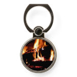 Logs in the Fireplace Warm Fire Photography Phone Ring Stand