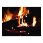Logs in the Fireplace Warm Fire Photography Photo Print