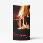 Logs in the Fireplace Warm Fire Photography Pillar Candle