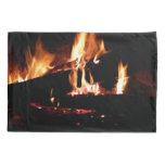 Logs in the Fireplace Warm Fire Photography Pillow Case