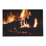 Logs in the Fireplace Warm Fire Photography Placemat
