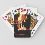 Logs in the Fireplace Warm Fire Photography Playing Cards