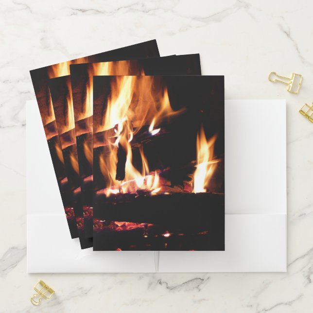 Logs in the Fireplace Warm Fire Photography Pocket Folder (In Situ)