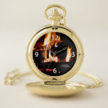Logs in the Fireplace Warm Fire Photography Pocket Watch