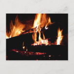 Logs in the Fireplace Warm Fire Photography Postcard
