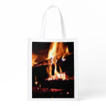 Logs in the Fireplace Warm Fire Photography Reusable Grocery Bag