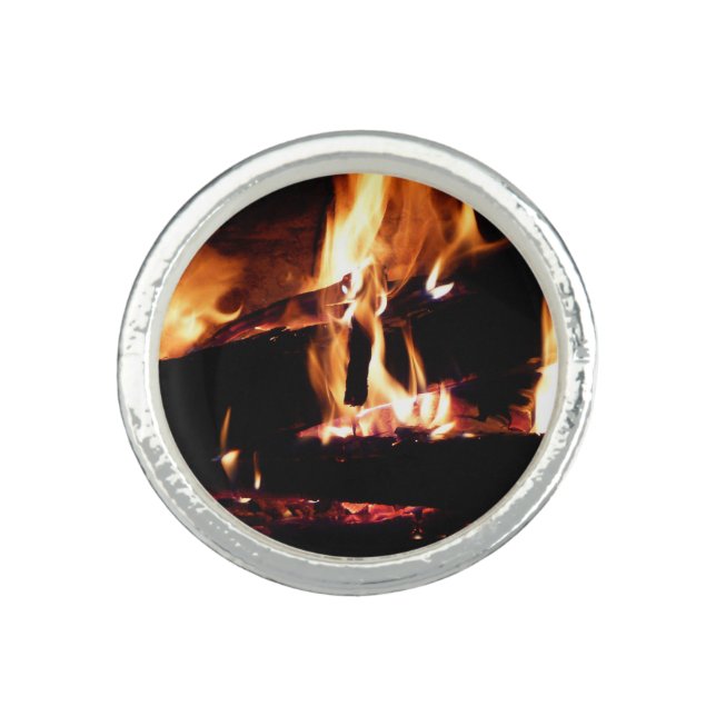 Logs in the Fireplace Warm Fire Photography Ring (Front)