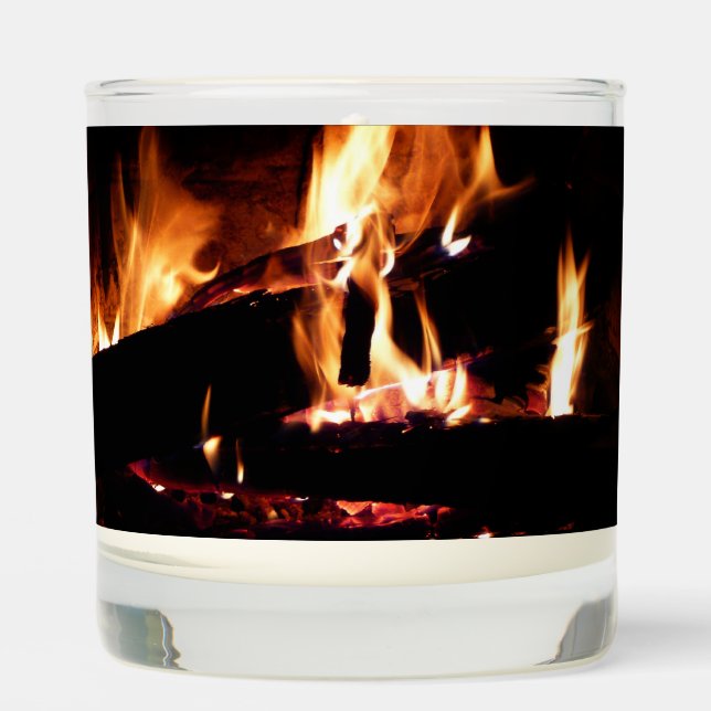 Logs in the Fireplace Warm Fire Photography Scented Candle (Front)
