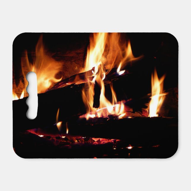 Logs in the Fireplace Warm Fire Photography Seat Cushion (Front Horizontal)