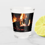 Logs in the Fireplace Warm Fire Photography Shot Glass