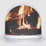 Logs in the Fireplace Warm Fire Photography Snow Globe