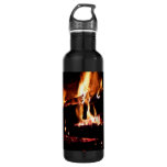 Logs in the Fireplace Warm Fire Photography Stainless Steel Water Bottle
