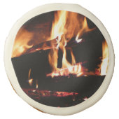 Logs in the Fireplace Warm Fire Photography Sugar Cookie (Front)