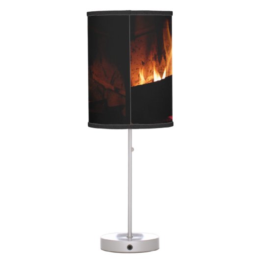 Logs in the Fireplace Warm Fire Photography Table Lamp (Back)