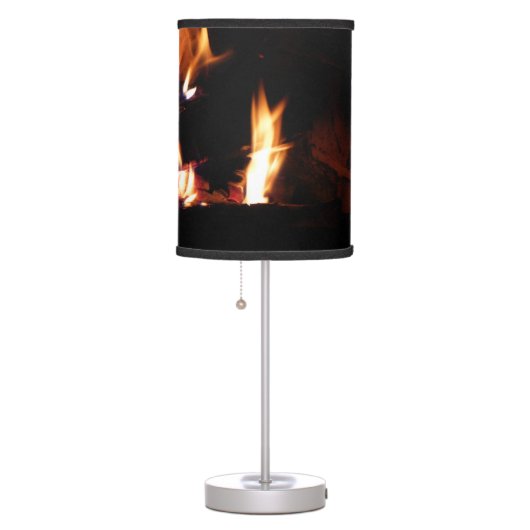 Logs in the Fireplace Warm Fire Photography Table Lamp (Right)
